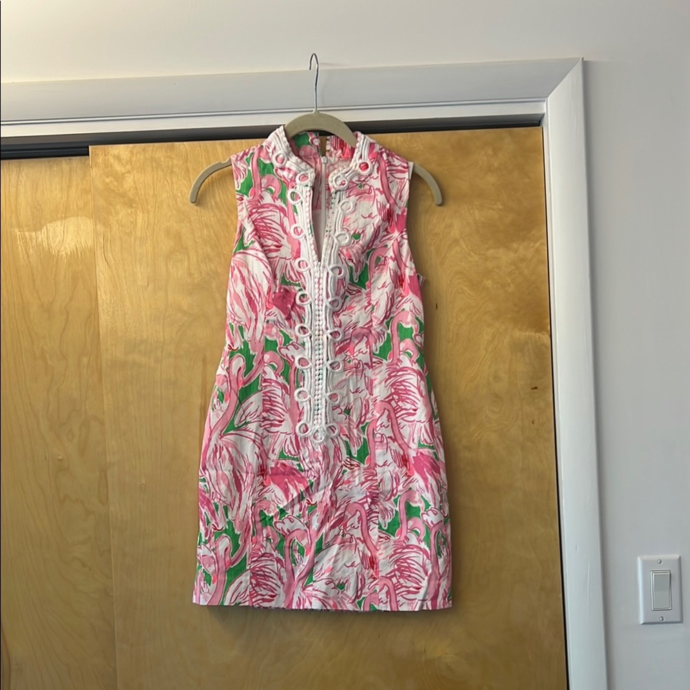 Lilly Pulitzer Pink and Green Halter Sheath Dress